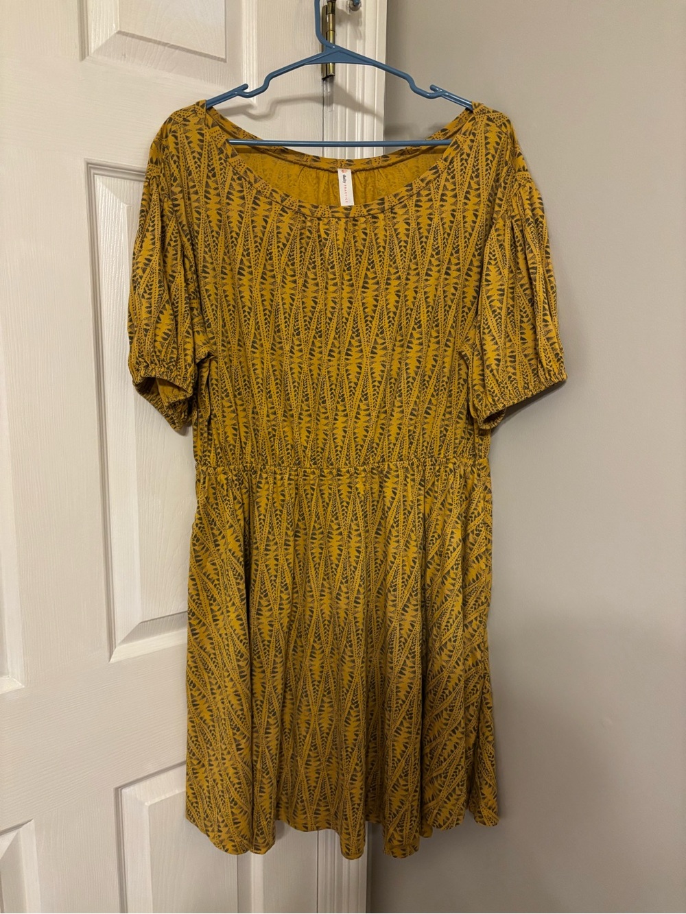 Daily Practice Anthropologie Casual Mustard Pattern Mini Dress Size L